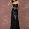 Black Evening Dress Sequin Strapless Party Dress Mermaid Beading Occasion Dress
