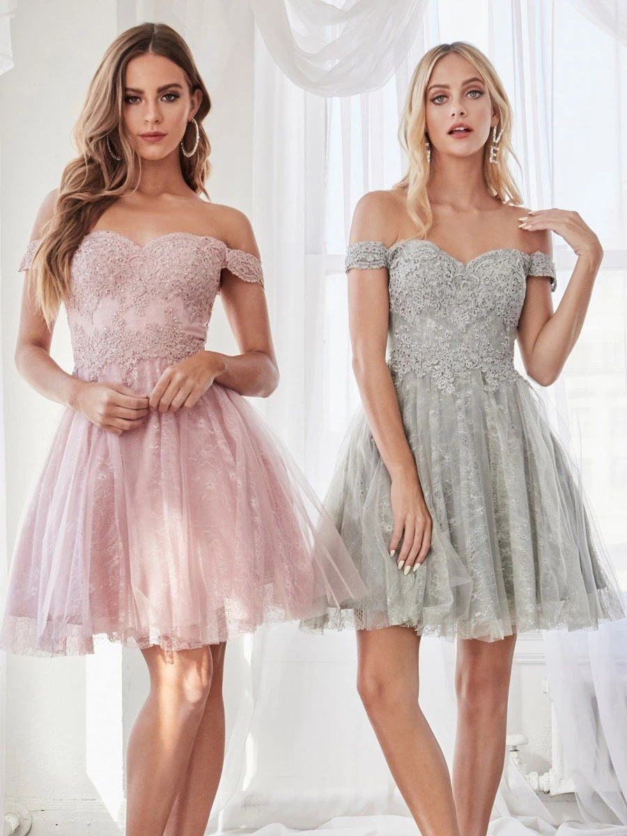 Pink Homecoming Dress 2023 Off The Shoulder A-Line Sleeveless Backless Applique Short Party Dresses Free Customization - Image 2