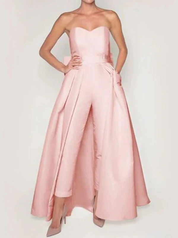 Evening Dress 2023 A-Line Strapless Sleeveless Zipper Bows Satin Fabric Red Formal Dresses Wedding Guest Dresses - Image 8