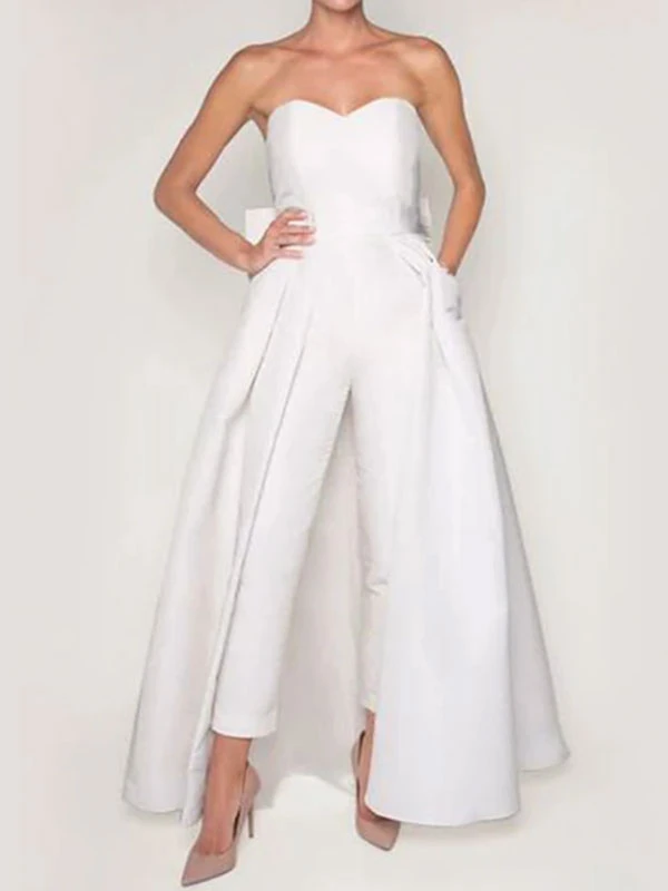 Evening Dress 2023 A-Line Strapless Sleeveless Zipper Bows Satin Fabric Red Formal Dresses Wedding Guest Dresses - Image 7