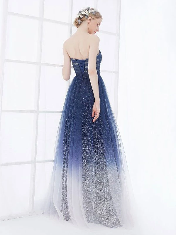 Navy Blue Wedding Dress Strapless Sleeveless Lace Up Floor Length Lace Tulle A Line Bridal Gowns Free Customization - Image 3