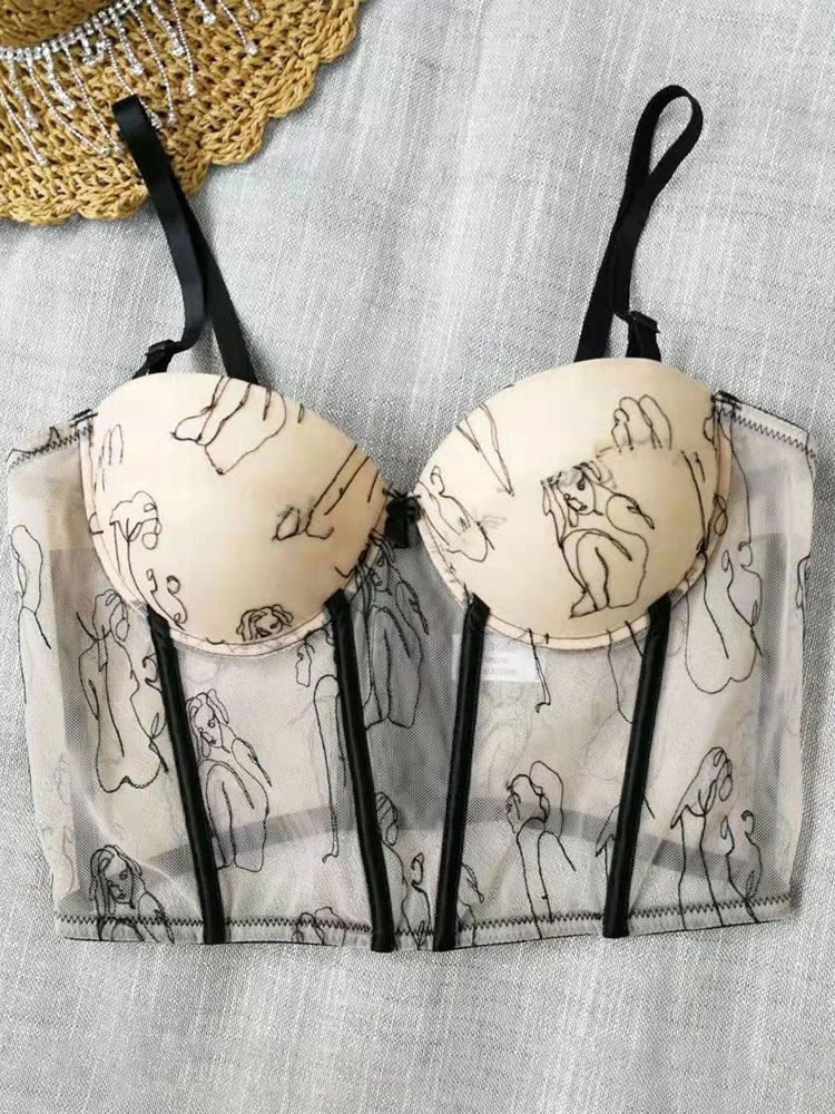 Sexy Cami Top For Women Straps Neck Adjustable Straps Cartoon Characters Print Apricot Summer Tops