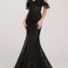 Black Evening Dress 2023 Mermaid Sleeveless Backless Lace-Up Lace Wedding Guest Dresses Free Customization
