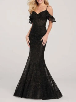 Black Evening Dress 2023 Mermaid Sleeveless Backless Lace-Up Lace Wedding Guest Dresses Free Customization