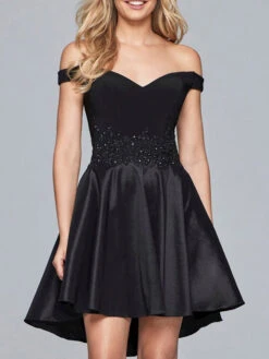 Black Cocktail Dress A Line Sleeveless Lace Short Dress For Prom Free Customization