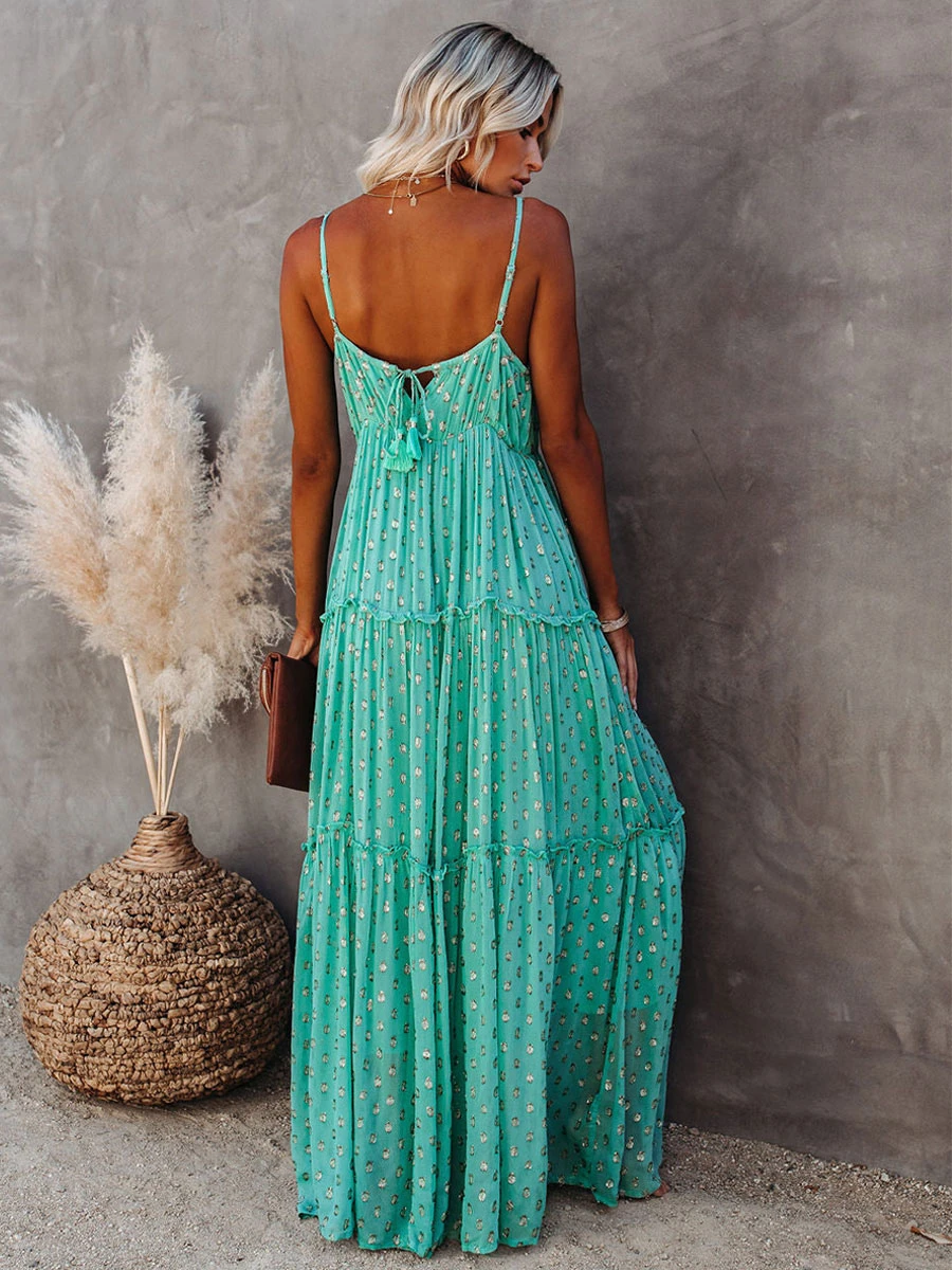 V-Neck Maxi Dress Sleeveless Casual Floor Length Dress - Image 2