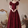 Evening Dress A-Line Sweetheart Neck Floor-Length Short Sleeves Lace-Up Jacquard Formal Dinner Dresses Free Customization