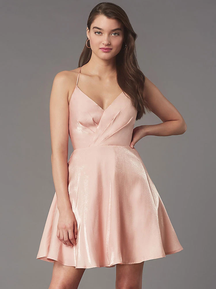 Pink Homecoming Dress 2023 Short V-Neck Pleated Spaghetti Strap Tight Graduation Party Outfits Free Customization - Image 2