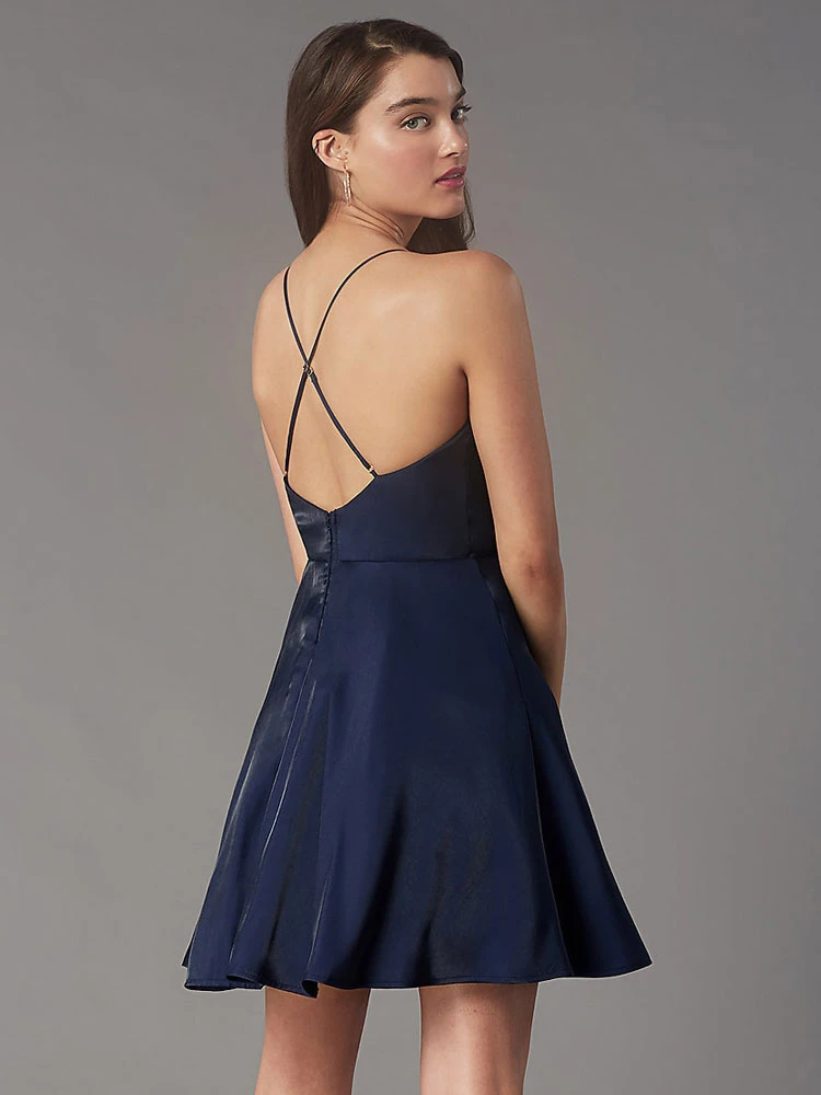 Pink Homecoming Dress 2023 Short V-Neck Pleated Spaghetti Strap Tight Graduation Party Outfits Free Customization - Image 7