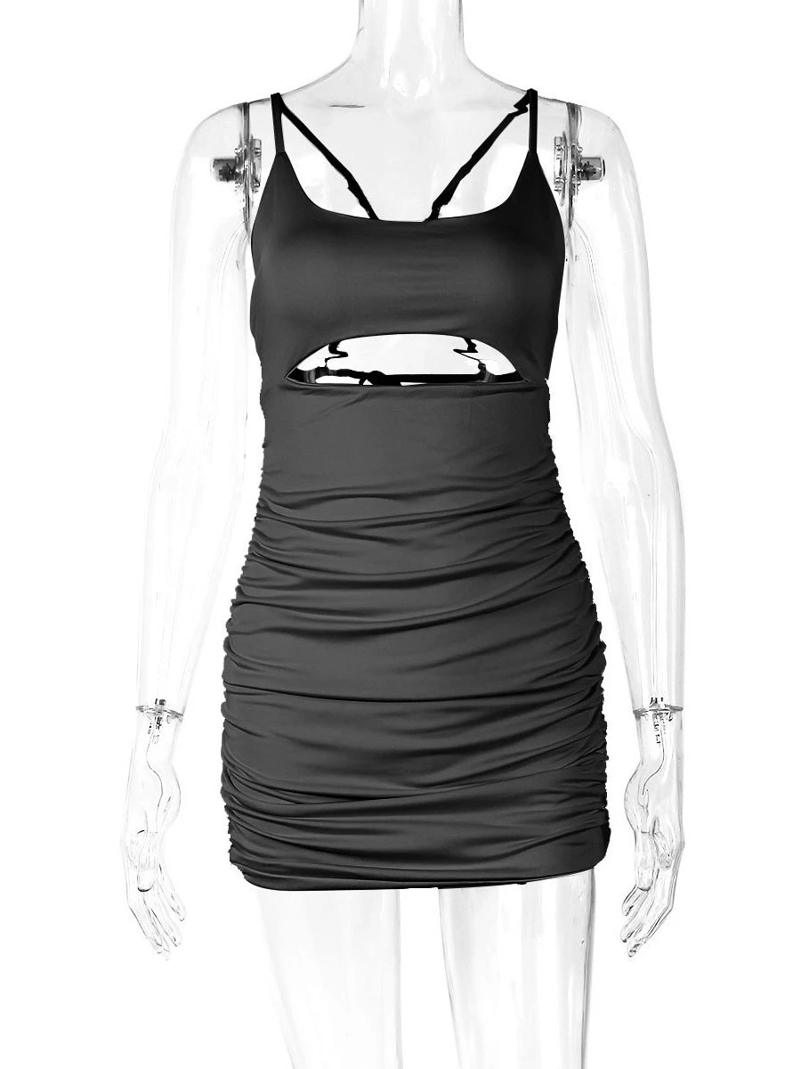 Summer Dress Straps Birthday Neck Drawstring Open Shoulder Light Sky Blue Short Beach Dress - Image 8