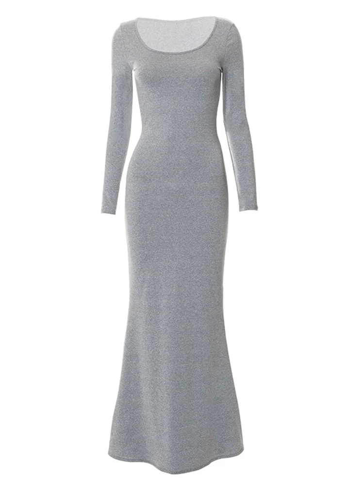 Bodycon Dresses Black Jewel Neck Casual Long Sleeves Pencil Dress - Image 2