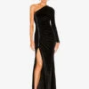 Black Evening Dress Mermaid One-Shoulder Ankle-Length Split Front Formal Party Dresses