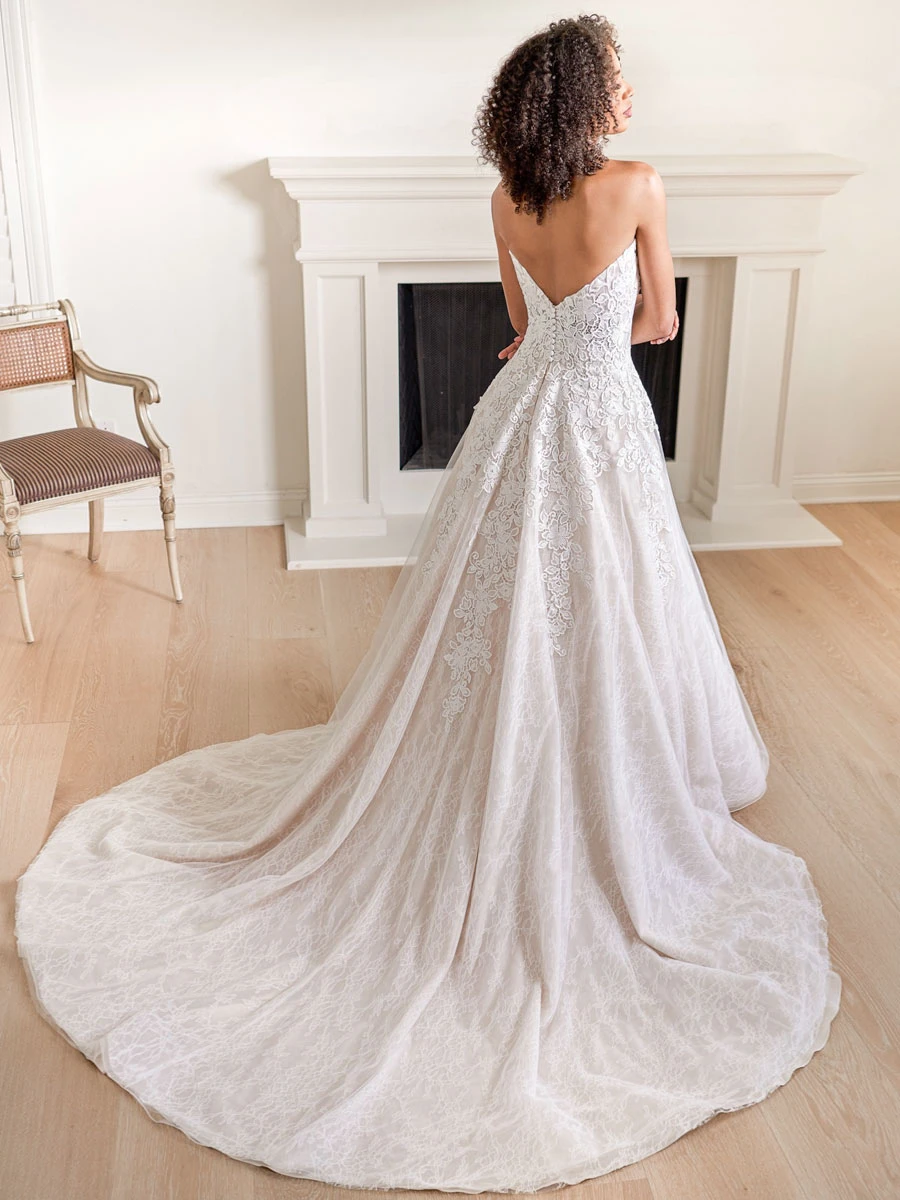 Simple Wedding Dress 2023 Strapless Long Sleeves Lace A-Line Bridal Gowns Free Customization - Image 2