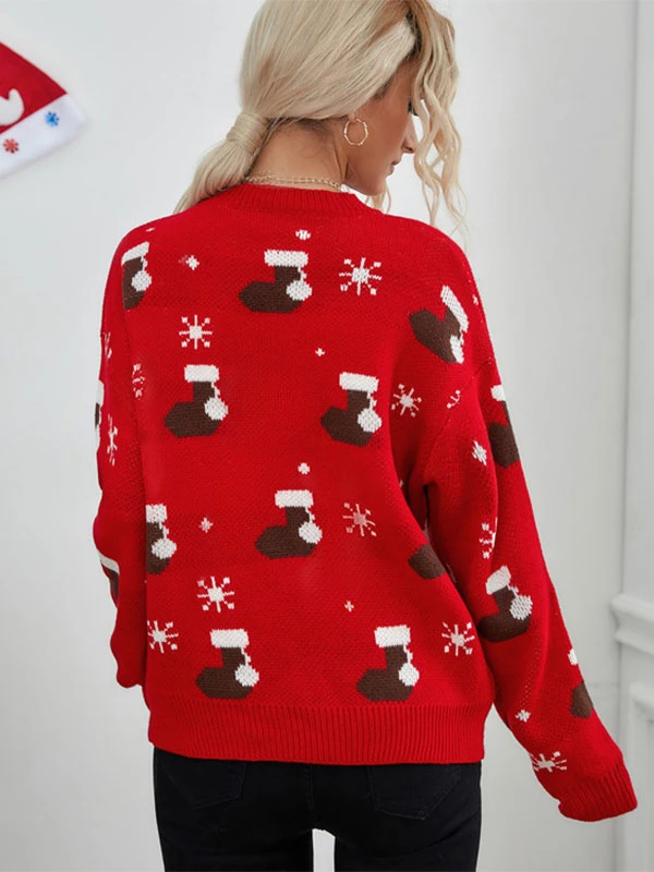 Pullovers For Women Red 2023 Christmas Sweaters Knitted Tops - Image 2