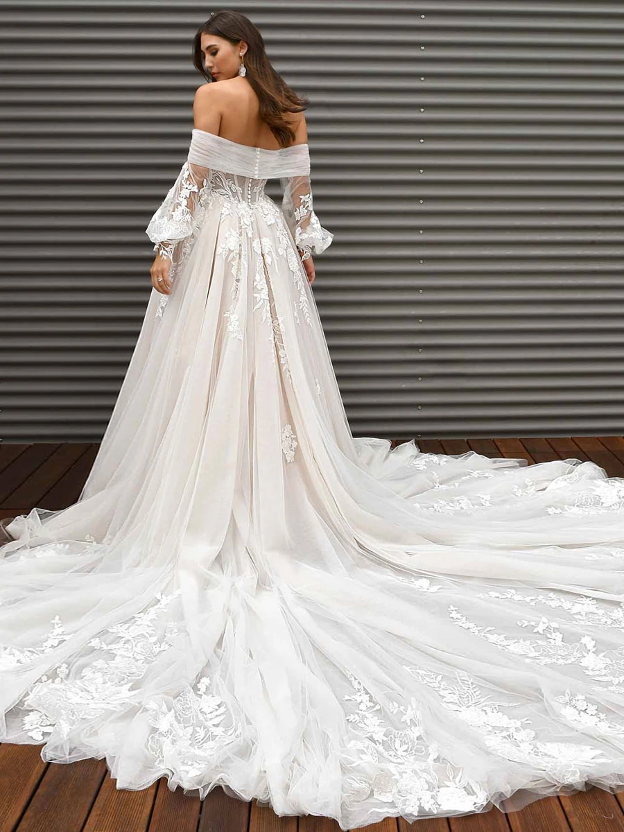 Princess Wedding Dress 2023 A-Line With Train Sweetheart Neck Sleeveless Lace Bridal Gowns Free Customization - Image 8