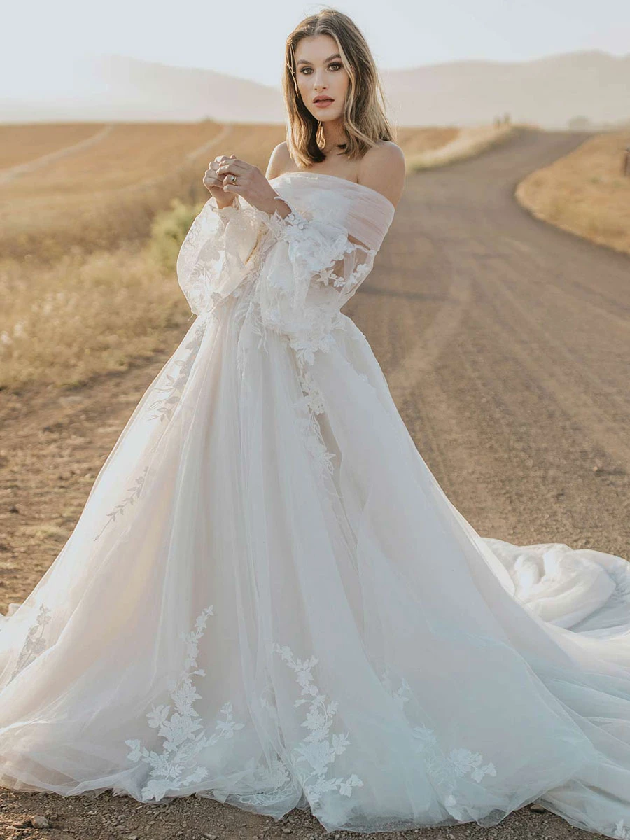 Princess Wedding Dress 2023 A-Line With Train Sweetheart Neck Sleeveless Lace Bridal Gowns Free Customization