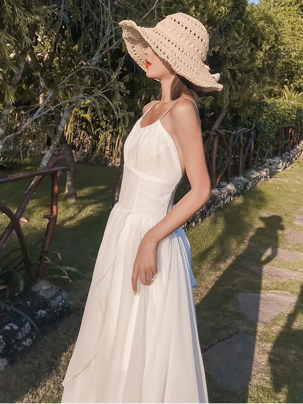 Women's Long Dress V-Neck Sleeveless High-Low Beach Dress - Image 7