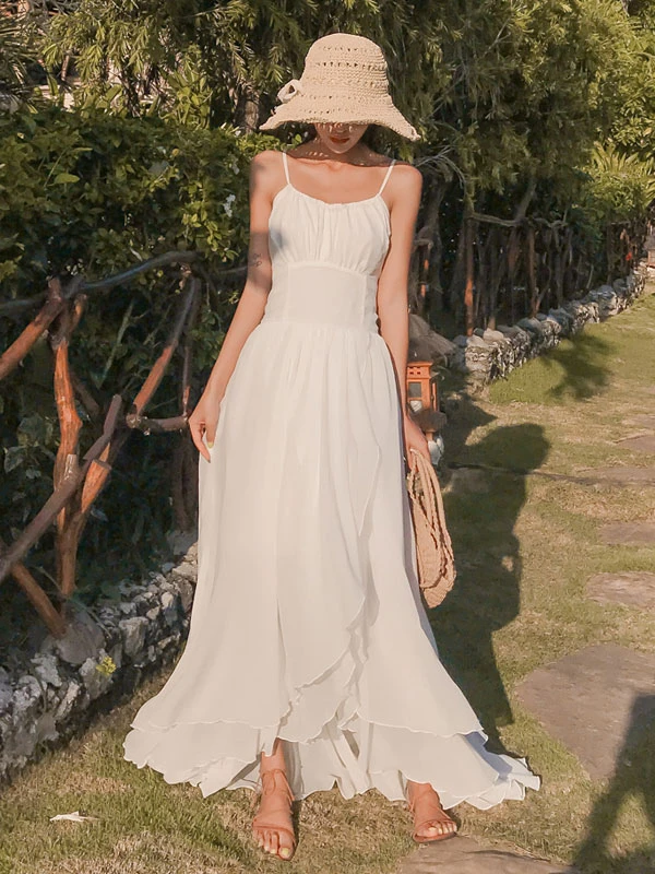 Women's Long Dress V-Neck Sleeveless High-Low Beach Dress - Image 8