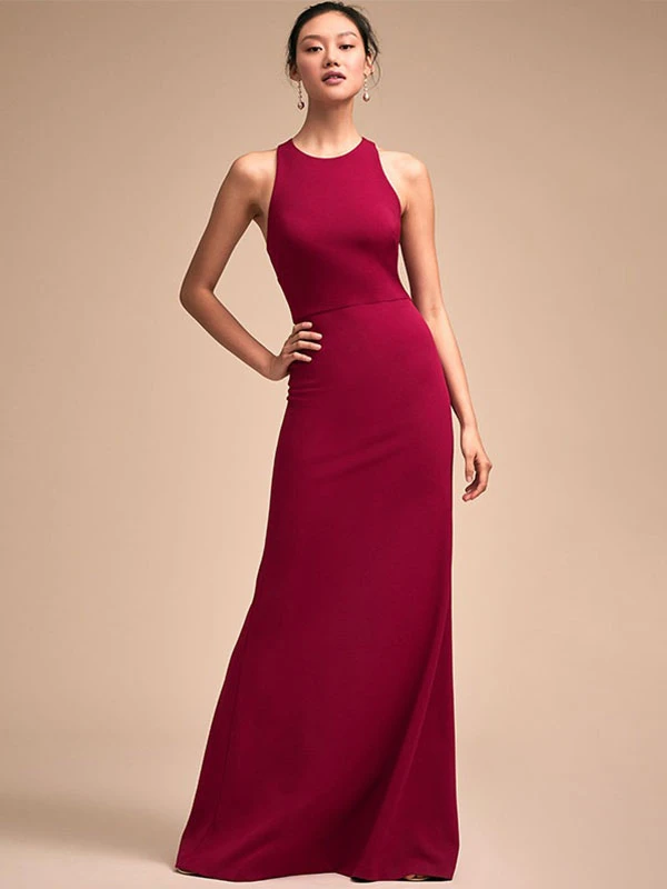 Birthday Party Dresses Sleeveless Cross-Back Semi Formal Long Dress