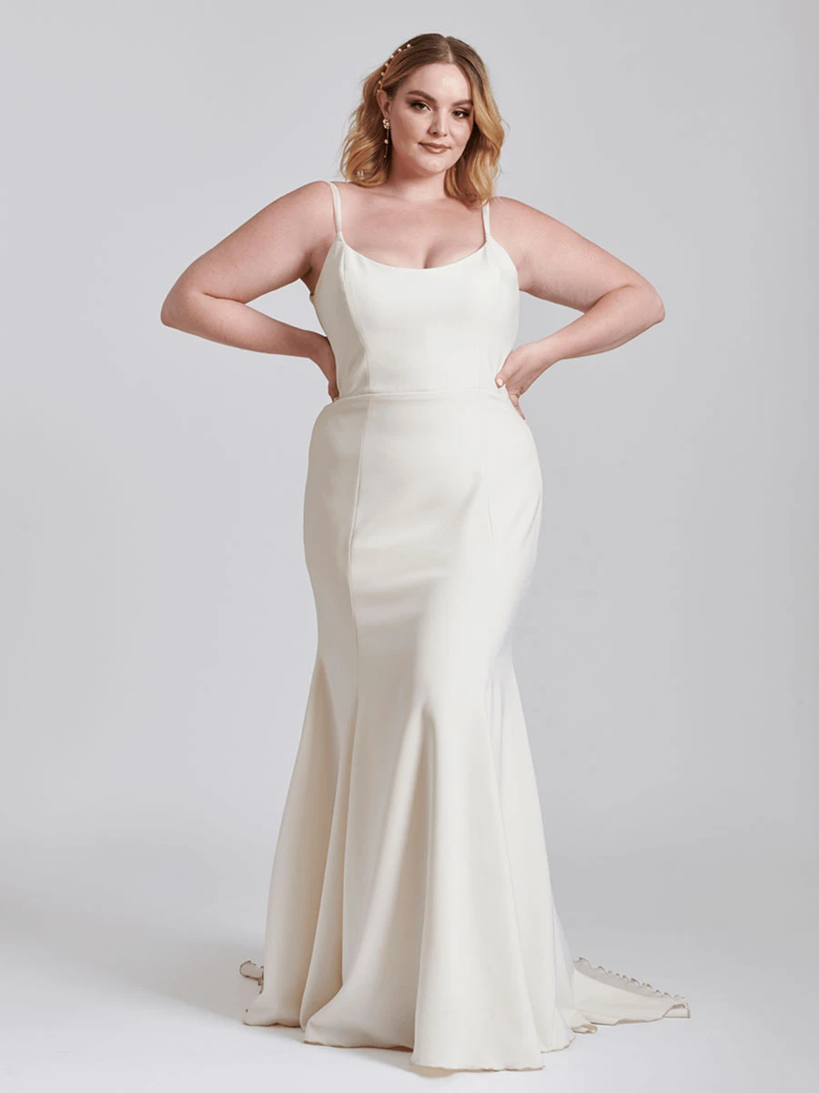 Ivory Plus Size Wedding Dresses 2023 With Train Sleeveless Square Neck Bridal Dresses Free Customization - Image 3
