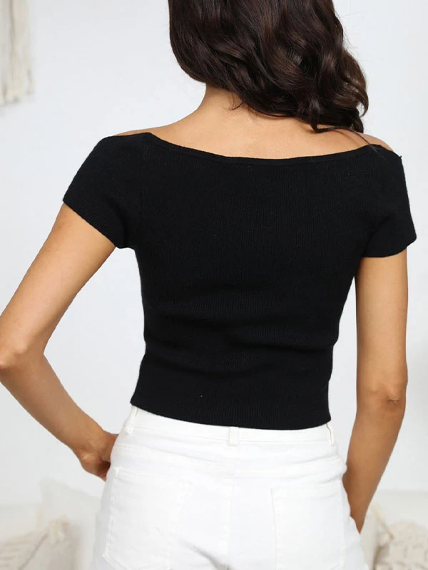 Black Cami Top Acrylic Stretch Sexy Women Camis - Image 2