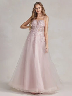 Prom Dress 2023 A-Line V-Neck Lace Sleeveless Wedding Guest Dresses