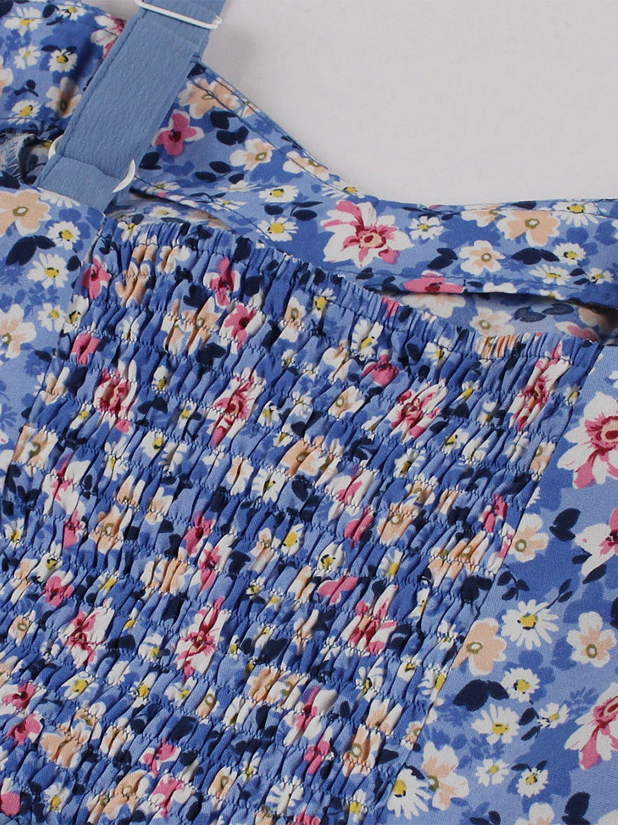 Retro Dress 1950s Audrey Hepburn Style Sweetheart Neck Sleeveless Knee Length Floral Print Rockabilly Dress - Image 6