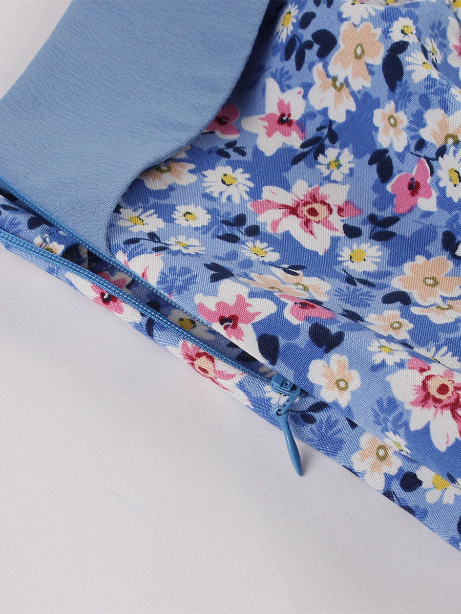 Retro Dress 1950s Audrey Hepburn Style Sweetheart Neck Sleeveless Knee Length Floral Print Rockabilly Dress - Image 9