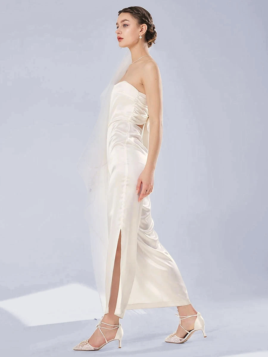 Ivory Bridal Jumpsuit 2023 Bows Ankle-Length A-Line Strapless Sleeveless Wedding Jumpsuit Free Customization - Image 4