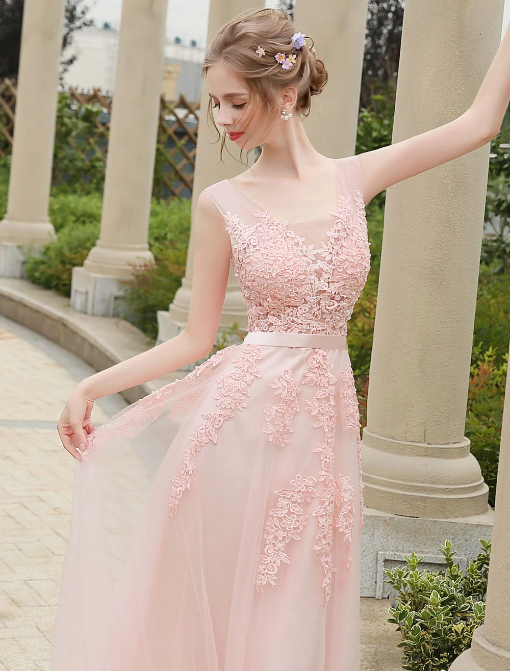 Long Prom Dress 2023 Dark Navy V Neck Backless Lace Beading A Line Tulle Formal Dresses Wedding Guest Dresses - Image 11