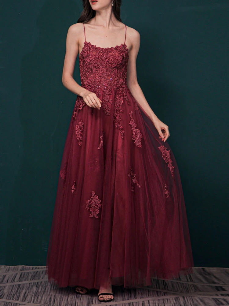 Prom Dress 2023 A-Line Jewel Neck Floor-Length Applique Party Dresses Free Customization - Image 4