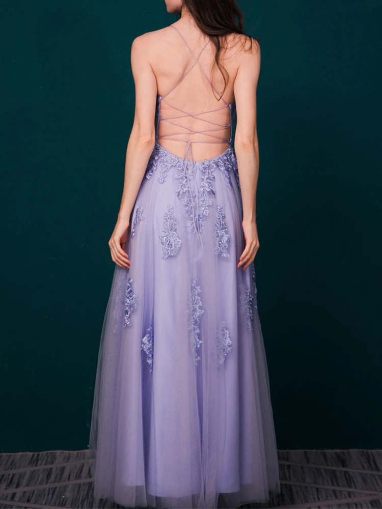 Prom Dress 2023 A-Line Jewel Neck Floor-Length Applique Party Dresses Free Customization - Image 8