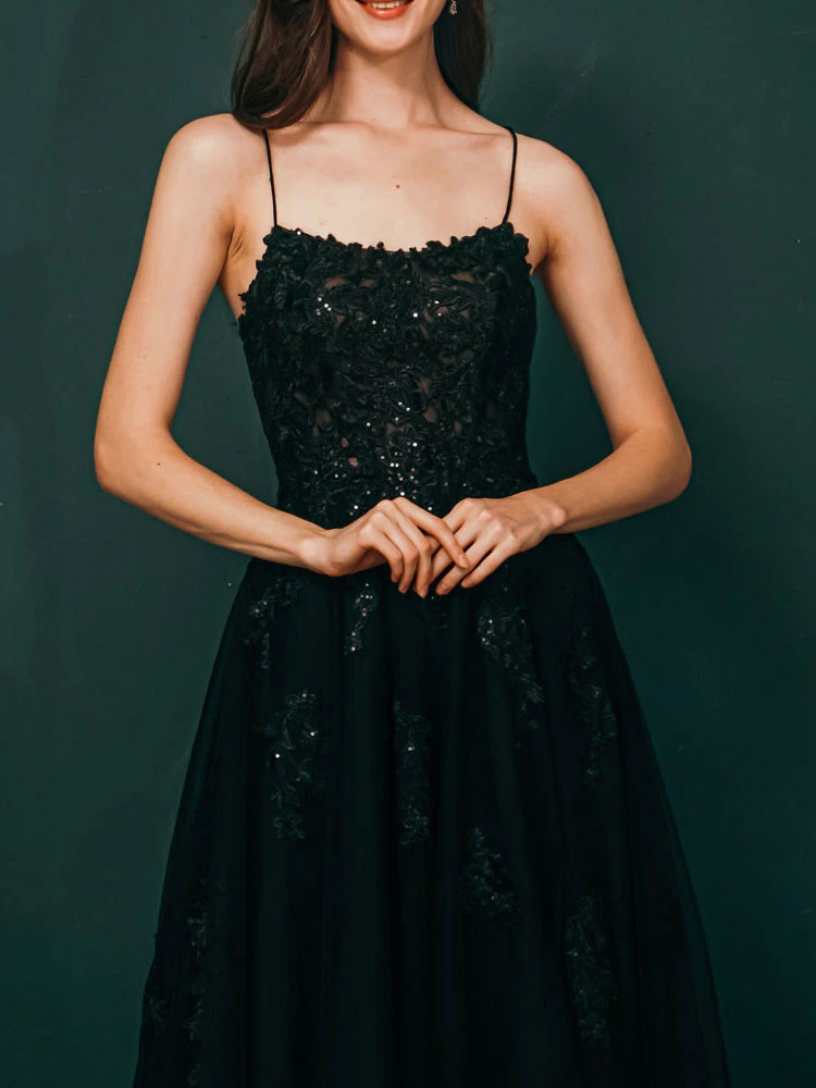 Prom Dress 2023 A-Line Jewel Neck Floor-Length Applique Party Dresses Free Customization - Image 3