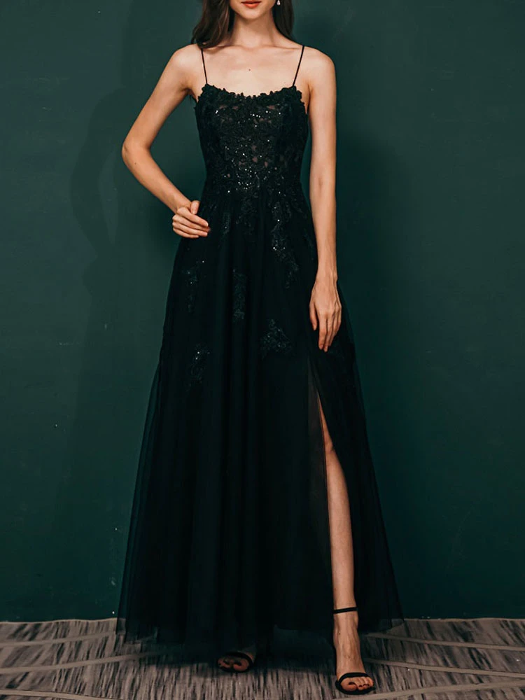 Prom Dress 2023 A-Line Jewel Neck Floor-Length Applique Party Dresses Free Customization