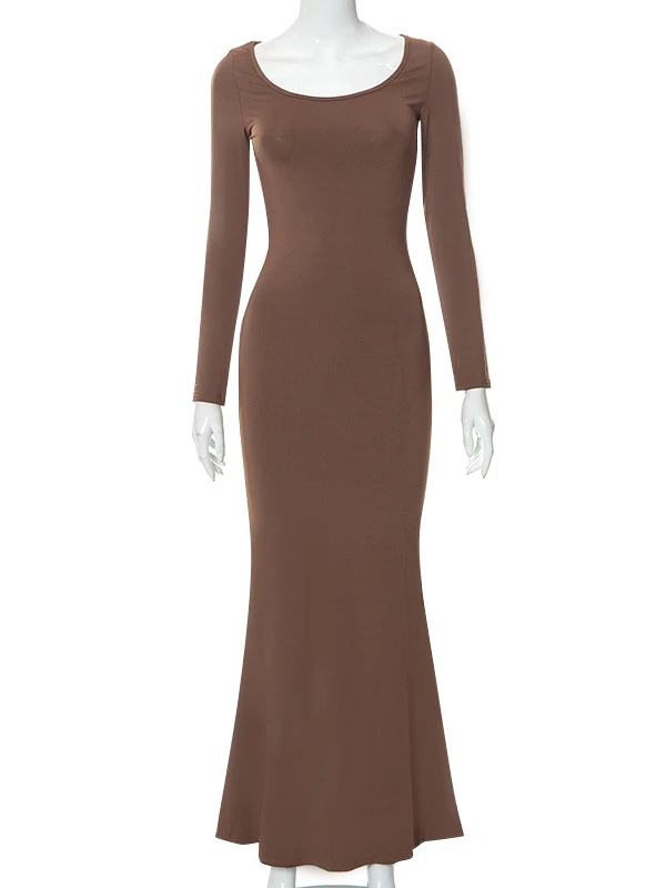 Bodycon Dresses Black Jewel Neck Casual Long Sleeves Pencil Dress - Image 6