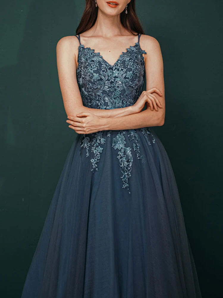 Prom Dress 2023 A-Line V-Neck Floor-Length Sleeveless Zipper Tiered Formal Dinner Dresses Free Customization - Image 8