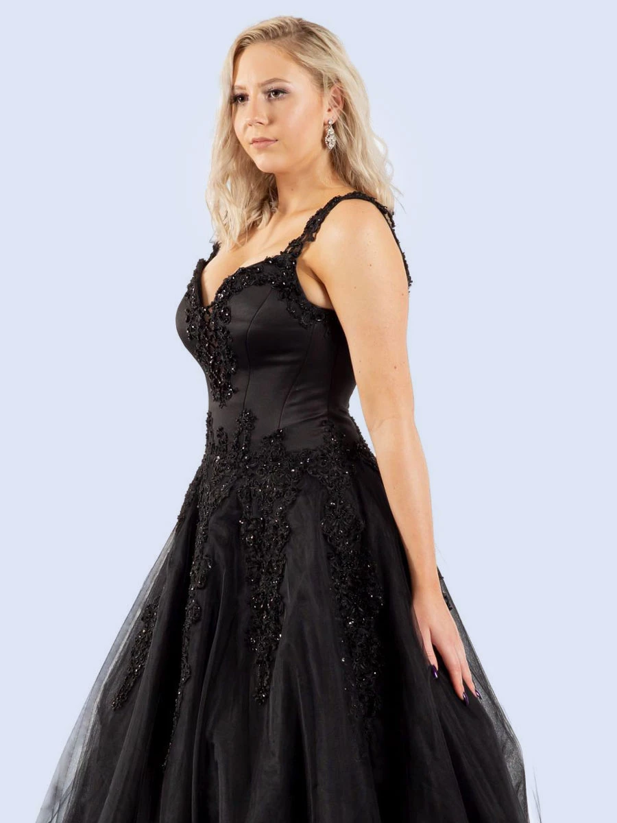 Gothic Black Wedding Dresses Lace A-Line Sleeveless Lace With Train Bridal Dress Free Customization - Image 3