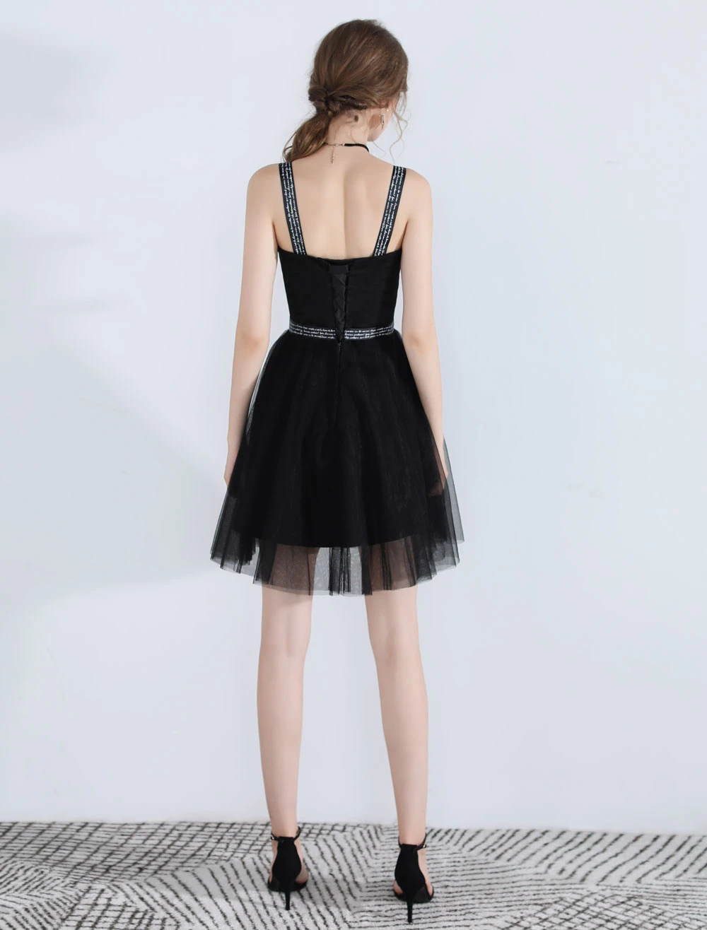 Little Black Dresses Tulle Short Prom Dress Straps Cute Homecoming Dress - Image 4
