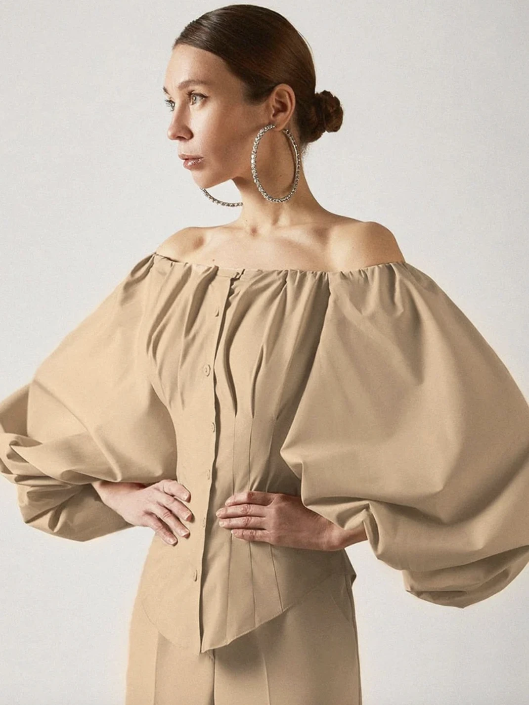 Blouse For Women Black Bateau Neck Casual Long Sleeves Tops