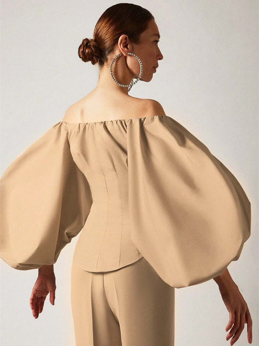 Blouse For Women Black Bateau Neck Casual Long Sleeves Tops - Image 2