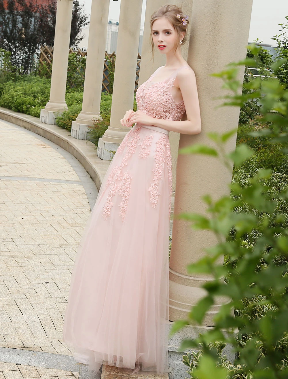 Long Prom Dress 2023 Dark Navy V Neck Backless Lace Beading A Line Tulle Formal Dresses Wedding Guest Dresses - Image 8