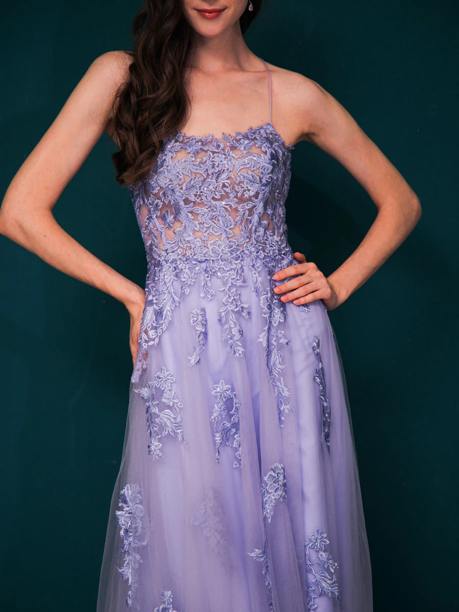 Prom Dress 2023 A-Line Jewel Neck Floor-Length Applique Party Dresses Free Customization - Image 9
