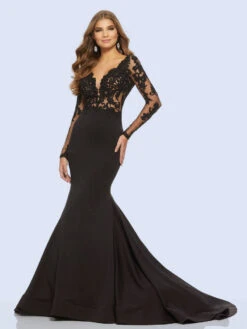 Gothic Black Wedding Dresses Mermaid V-Neck Long Sleeves Lace Backless With Train Bridal Dress Free Customization