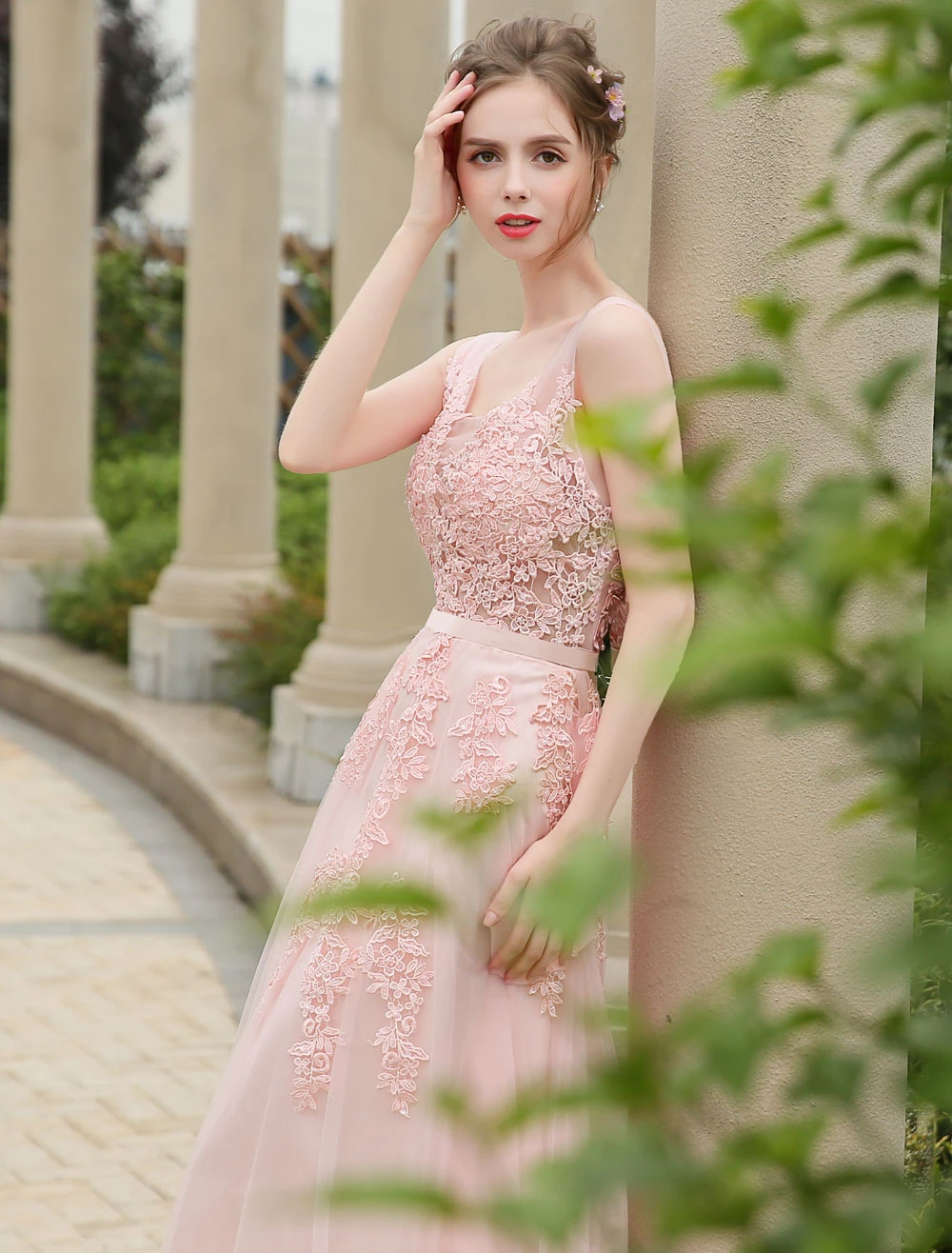 Long Prom Dress 2023 Dark Navy V Neck Backless Lace Beading A Line Tulle Formal Dresses Wedding Guest Dresses - Image 10